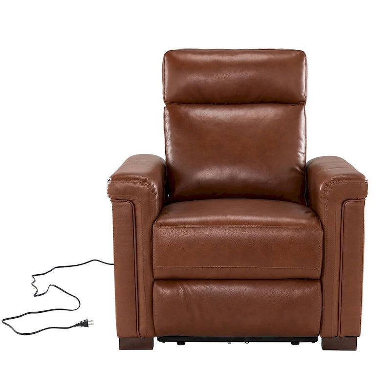 Fauteuil inclinable électrique Alicia de 34,65 pouces de largeur, classique contemporain en cuir véritable avec port USB (ensemble de 2)