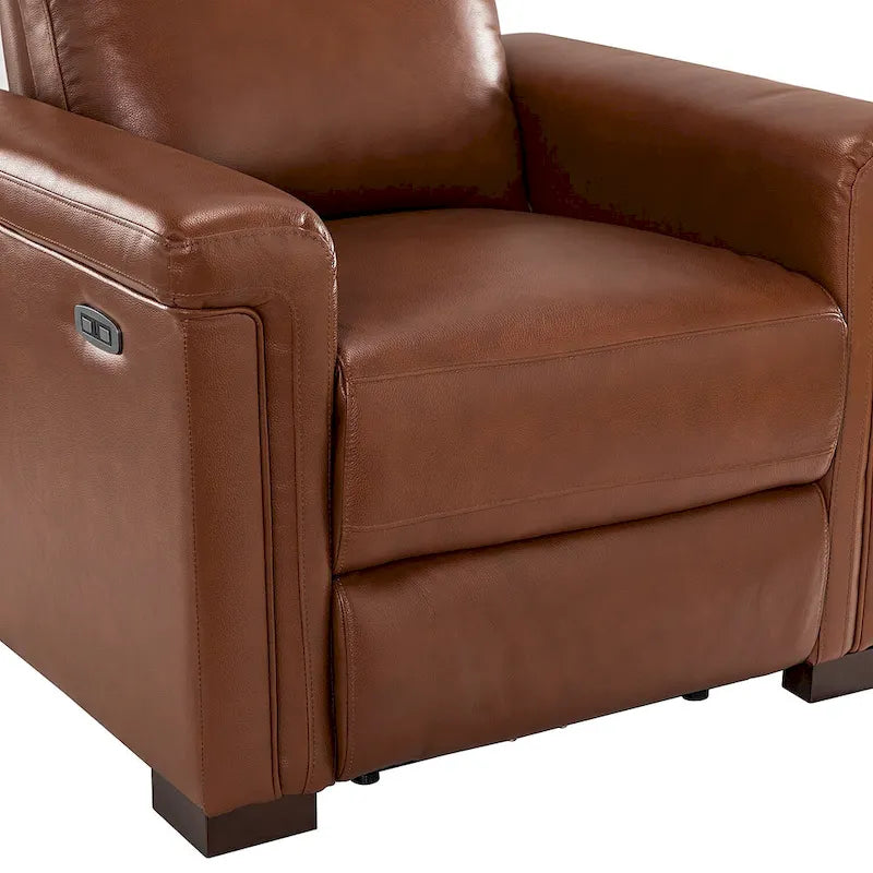Fauteuil inclinable électrique Alicia de 34,65 pouces de largeur, classique contemporain en cuir véritable avec port USB (ensemble de 2)