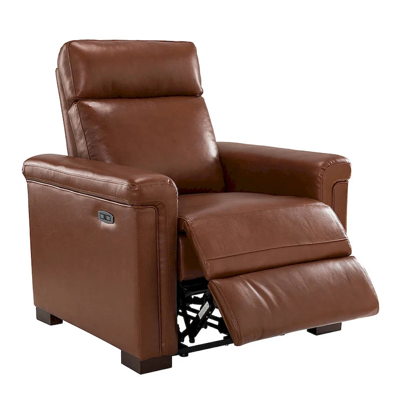 Fauteuil inclinable électrique Alicia de 34,65 pouces de largeur, classique contemporain en cuir véritable avec port USB (ensemble de 2)