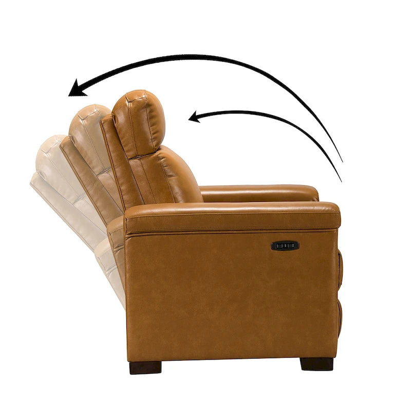 Fauteuil inclinable électrique Alicia de 34,65 pouces de largeur, classique contemporain en cuir véritable avec port USB (ensemble de 2)