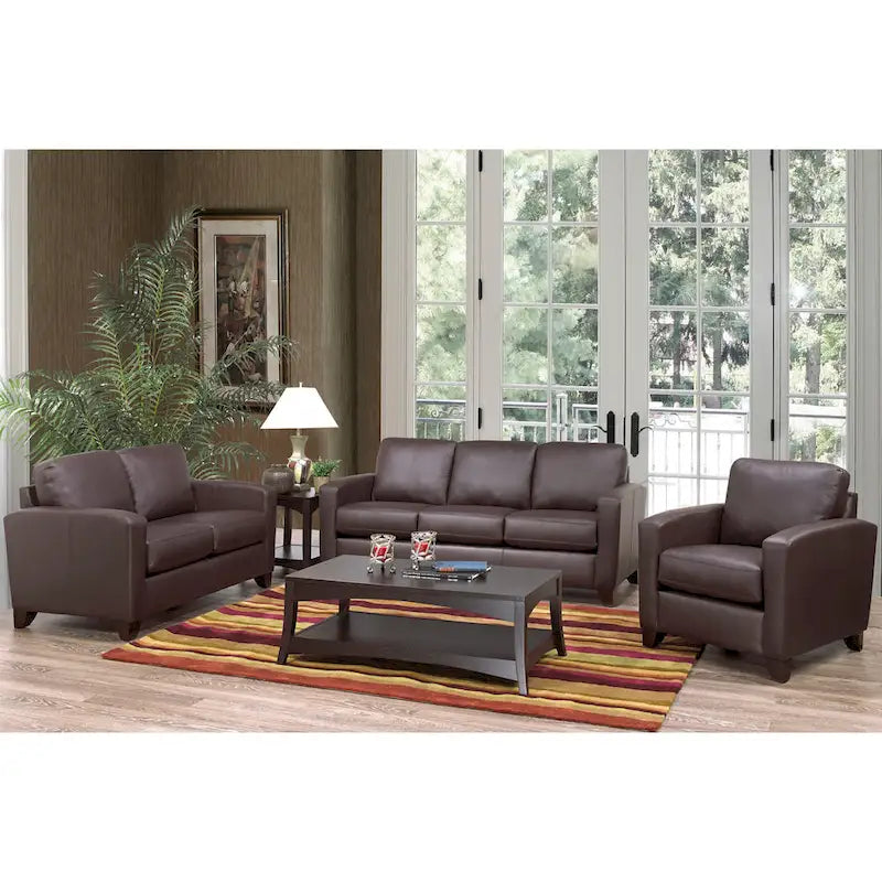 Juego de sofá, sofá de dos plazas y sillón de cuero italiano de grano superior Bryce