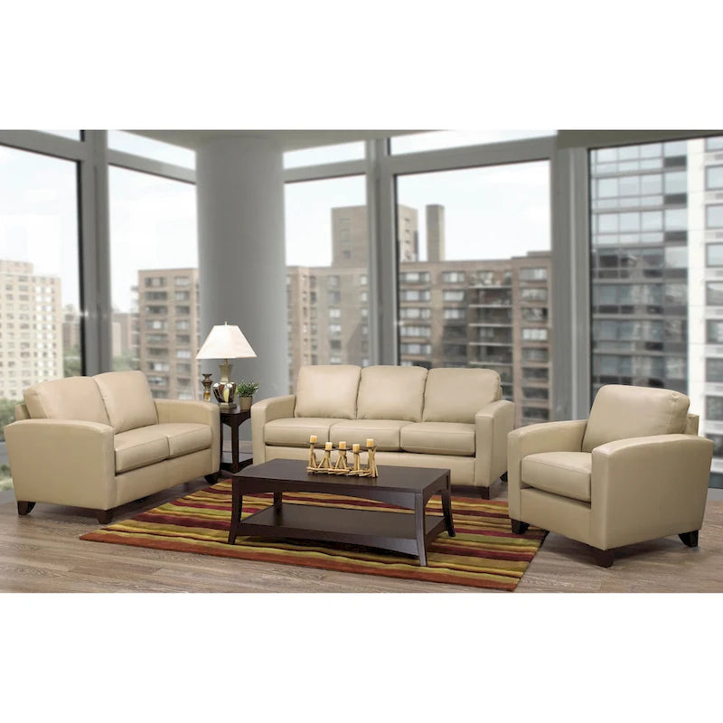 Juego de sofá, sofá de dos plazas y sillón de cuero italiano de grano superior Bryce