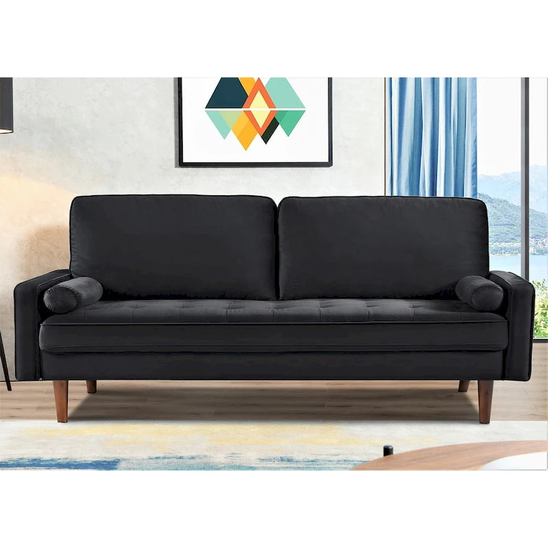 Monahan 70W Sofa mit Holzrahmen und Samtbezug sowie Knopfheftung