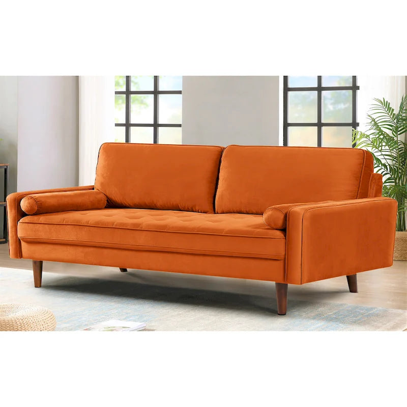 Monahan 70W Sofa mit Holzrahmen und Samtbezug sowie Knopfheftung
