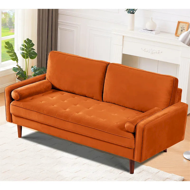 Monahan 70W Sofa mit Holzrahmen und Samtbezug sowie Knopfheftung