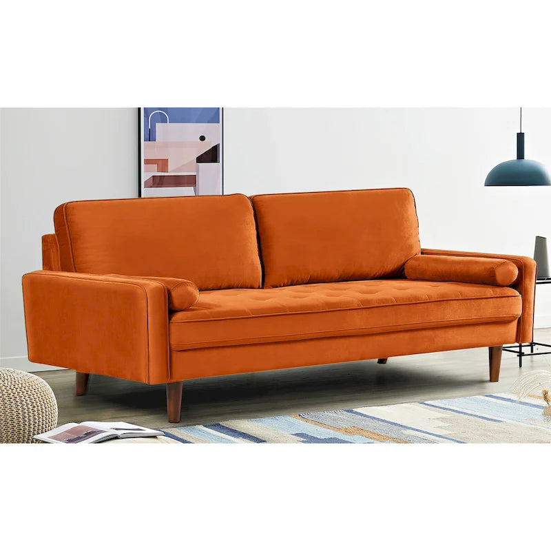 Monahan 70W Sofa mit Holzrahmen und Samtbezug sowie Knopfheftung