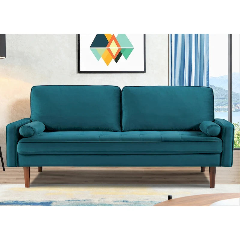 Monahan 70W Sofa mit Holzrahmen und Samtbezug sowie Knopfheftung