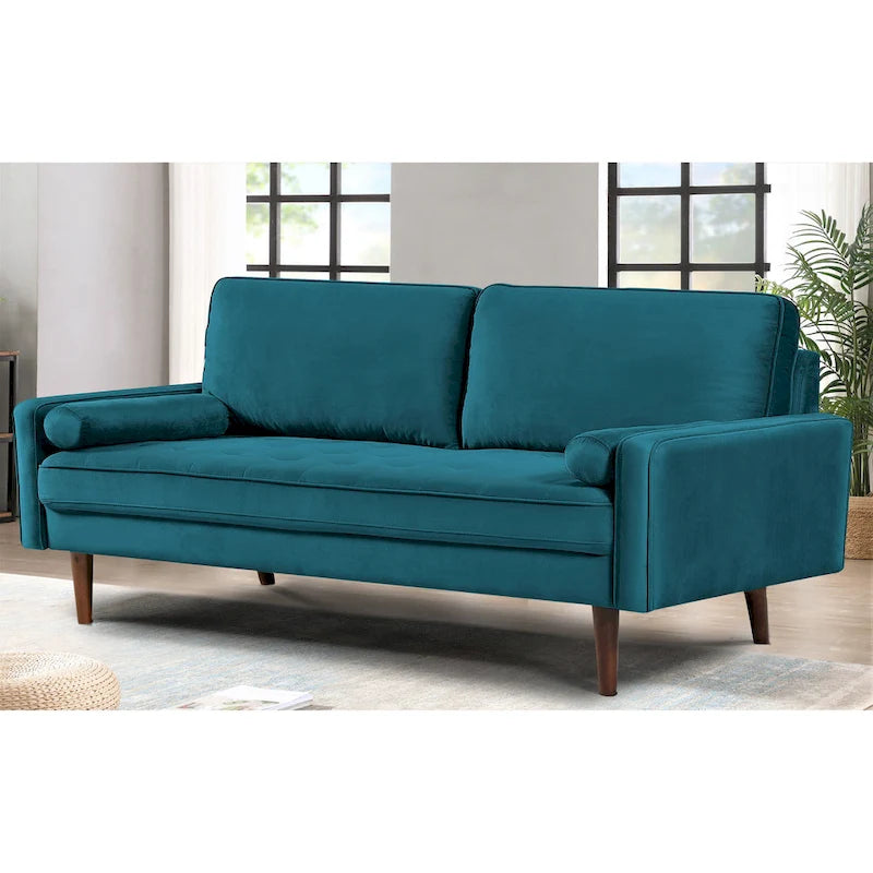 Monahan 70W Sofa mit Holzrahmen und Samtbezug sowie Knopfheftung