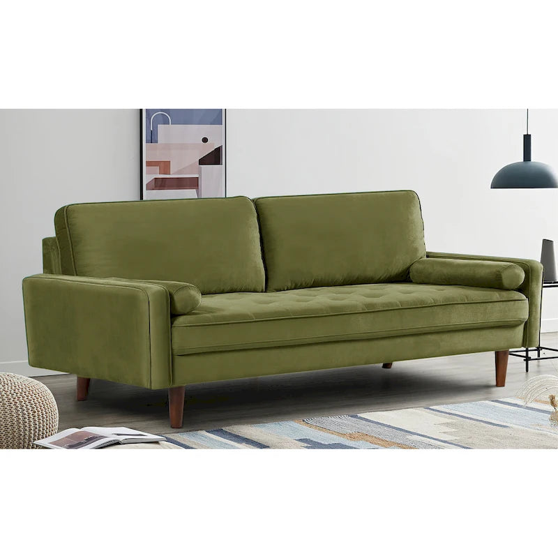 Monahan 70W Sofa mit Holzrahmen und Samtbezug sowie Knopfheftung