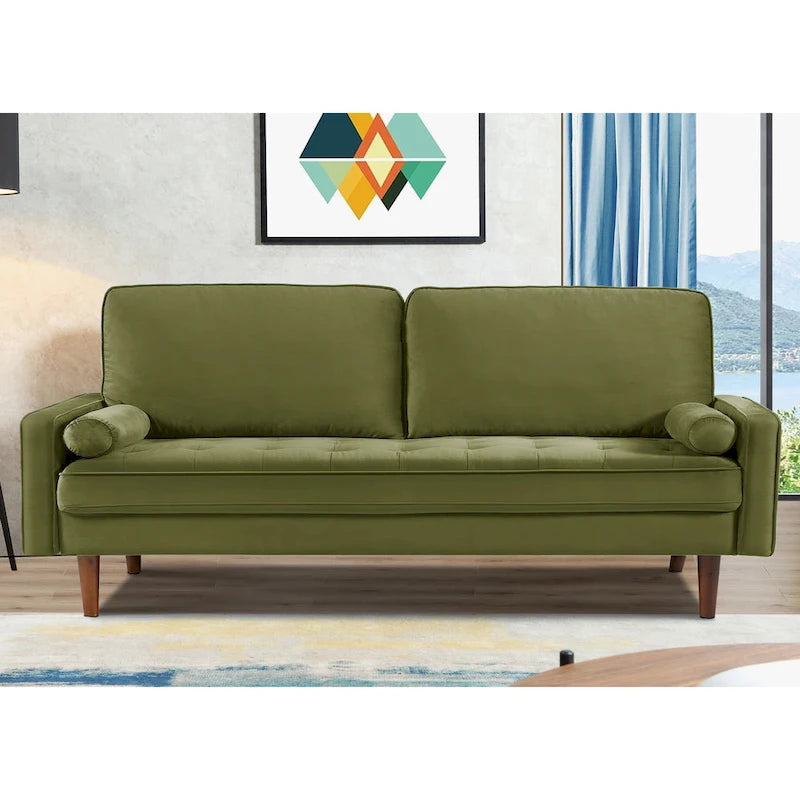 Monahan 70W Sofa mit Holzrahmen und Samtbezug sowie Knopfheftung
