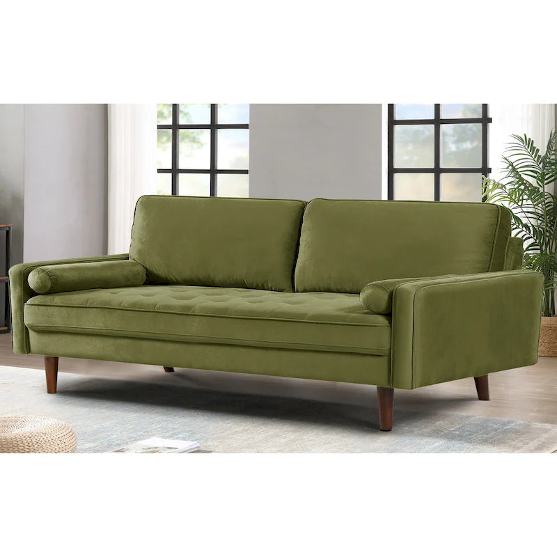 Monahan 70W Sofa mit Holzrahmen und Samtbezug sowie Knopfheftung