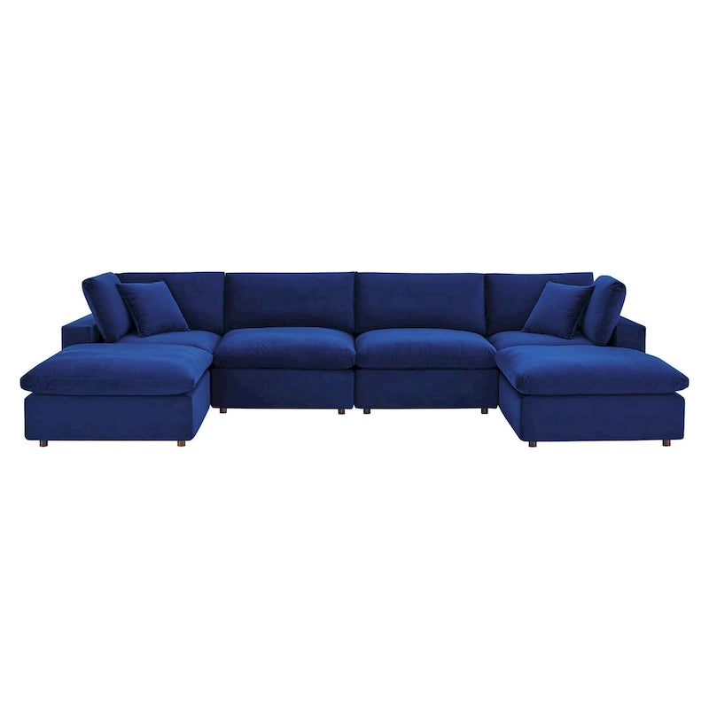 Canapé sectionnel Commix 6 pièces en velours généreusement rembourré de duvet
