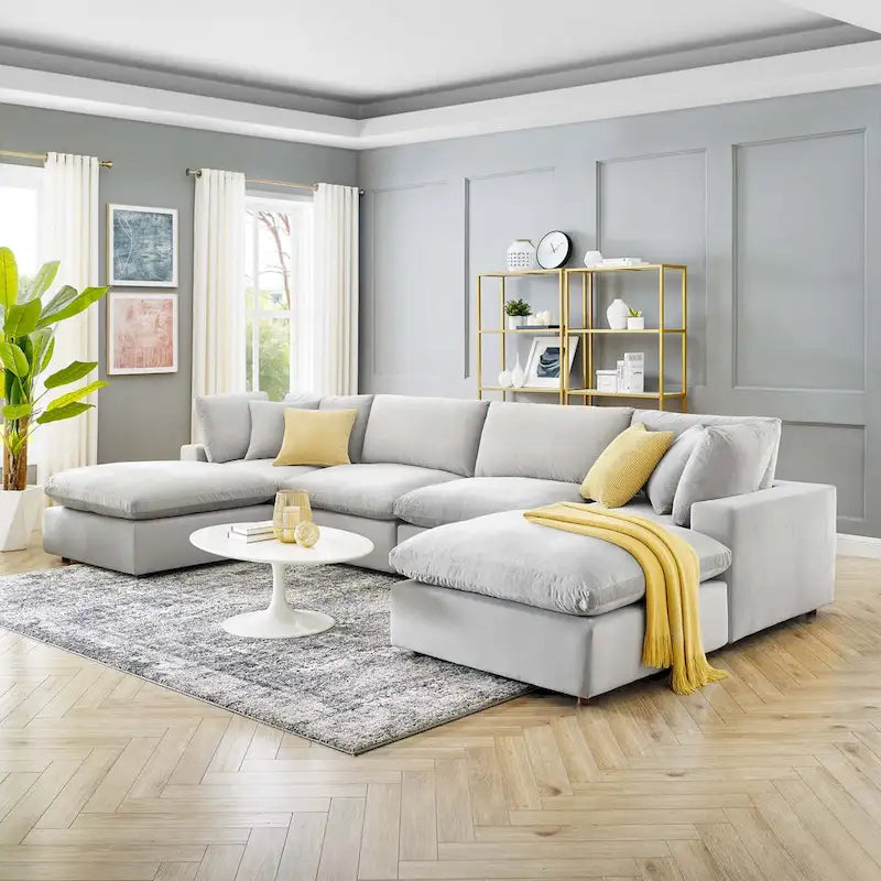 Canapé sectionnel Commix 6 pièces en velours généreusement rembourré de duvet