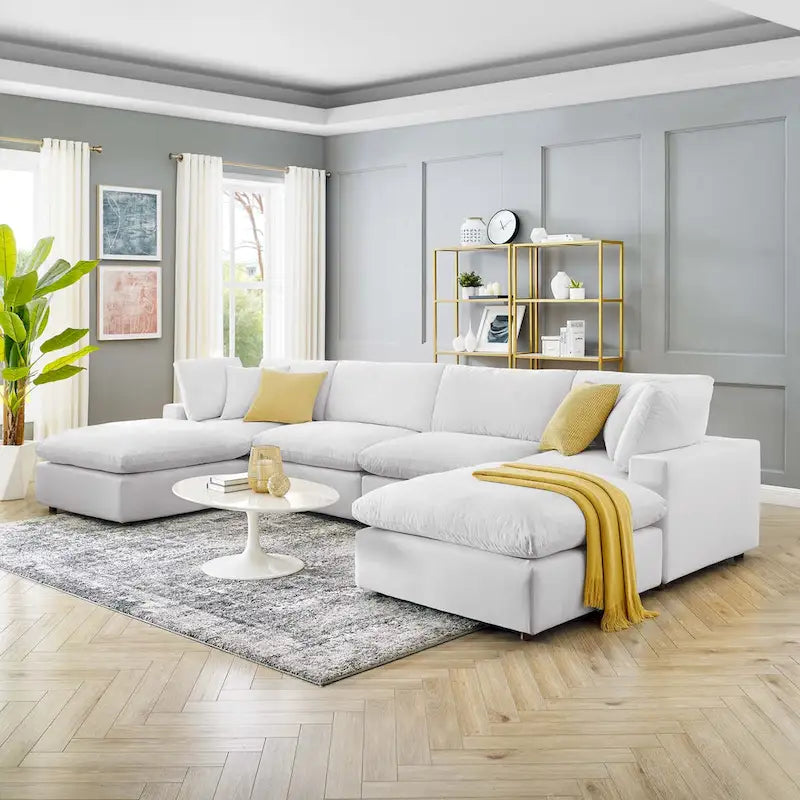 Canapé sectionnel Commix 6 pièces en velours généreusement rembourré de duvet