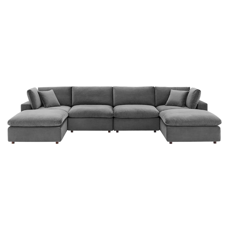Canapé sectionnel Commix 6 pièces en velours généreusement rembourré de duvet