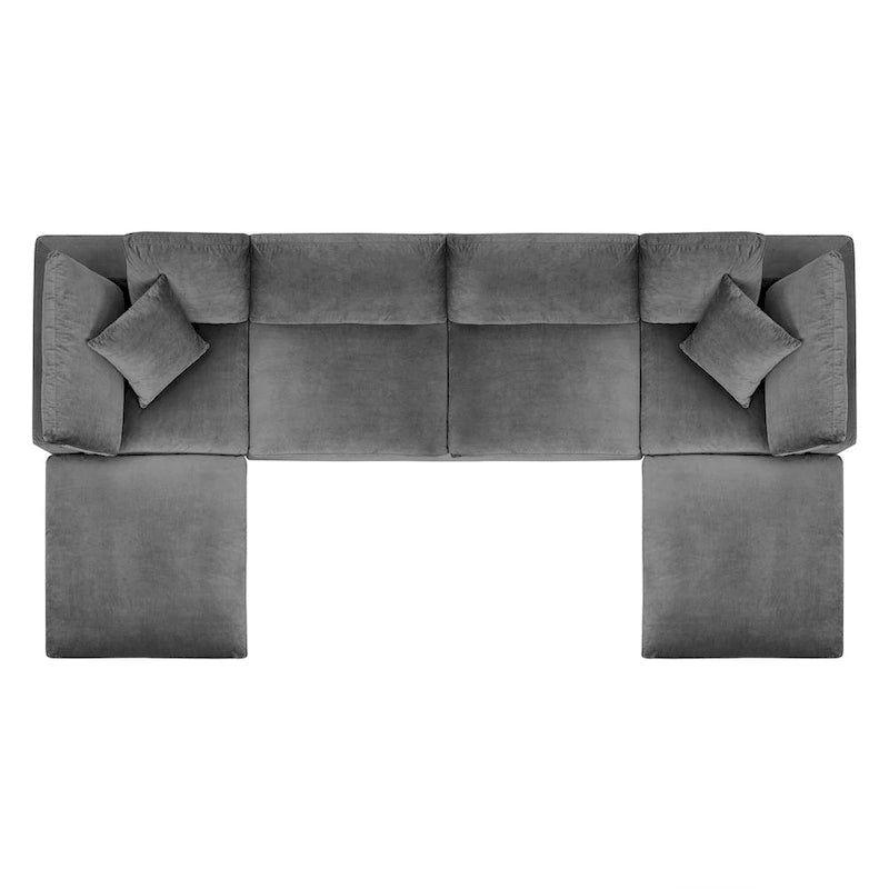 Canapé sectionnel Commix 6 pièces en velours généreusement rembourré de duvet