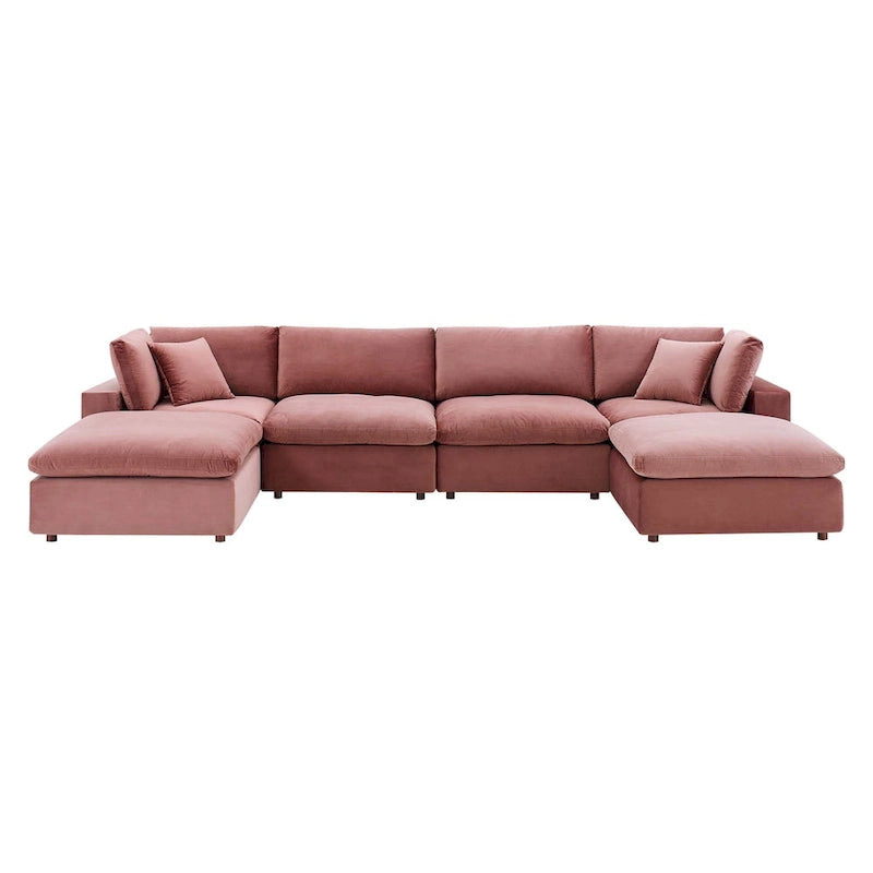 Canapé sectionnel Commix 6 pièces en velours généreusement rembourré de duvet