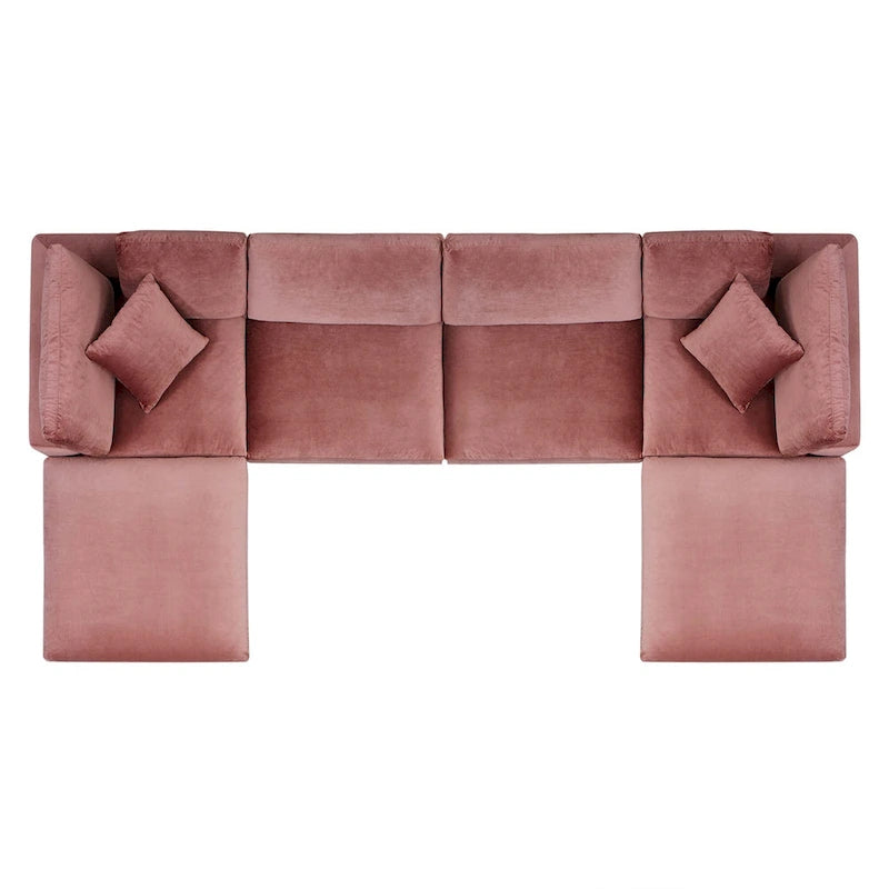 Canapé sectionnel Commix 6 pièces en velours généreusement rembourré de duvet