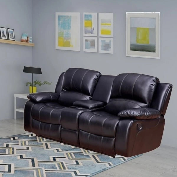 Poltroncina reclinabile manuale contenitore a due posti in pelle rigenerata Vanity Art - N/A