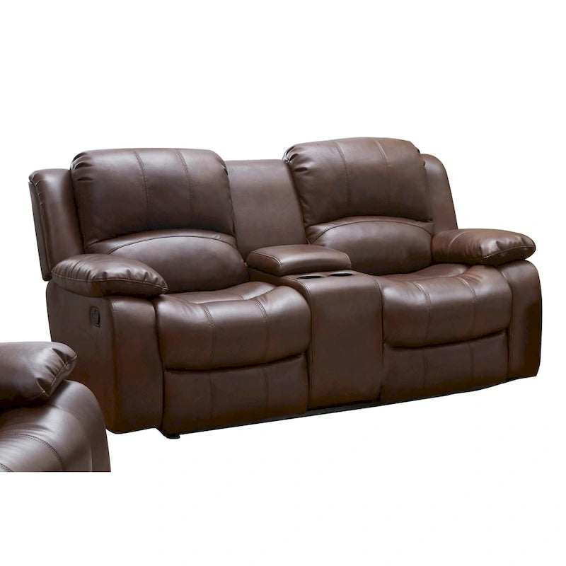 Poltroncina reclinabile manuale contenitore a due posti in pelle rigenerata Vanity Art - N/A