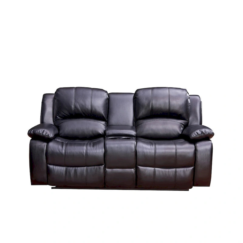 Poltroncina reclinabile manuale contenitore a due posti in pelle rigenerata Vanity Art - N/A