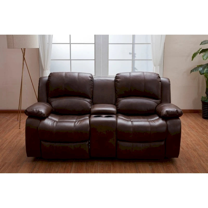 Poltroncina reclinabile manuale contenitore a due posti in pelle rigenerata Vanity Art - N/A