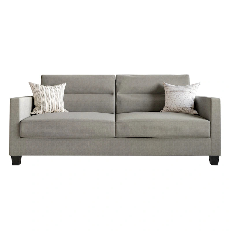 Sofa CraftPorch z tapicerką lnianą o prostym, minimalistycznym designie