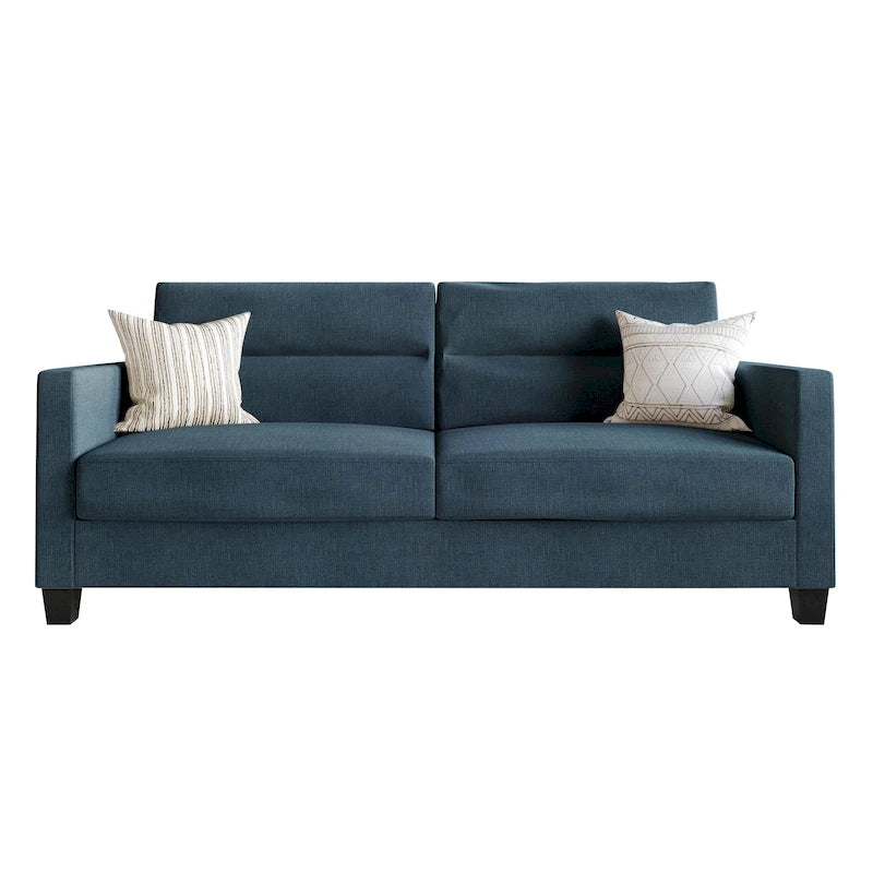Sofa CraftPorch z tapicerką lnianą o prostym, minimalistycznym designie