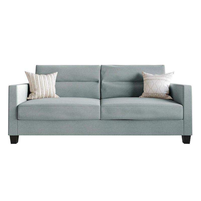Sofa CraftPorch z tapicerką lnianą o prostym, minimalistycznym designie
