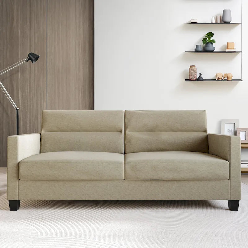 Canapé rembourré en lin au design épuré et minimaliste CraftPorch