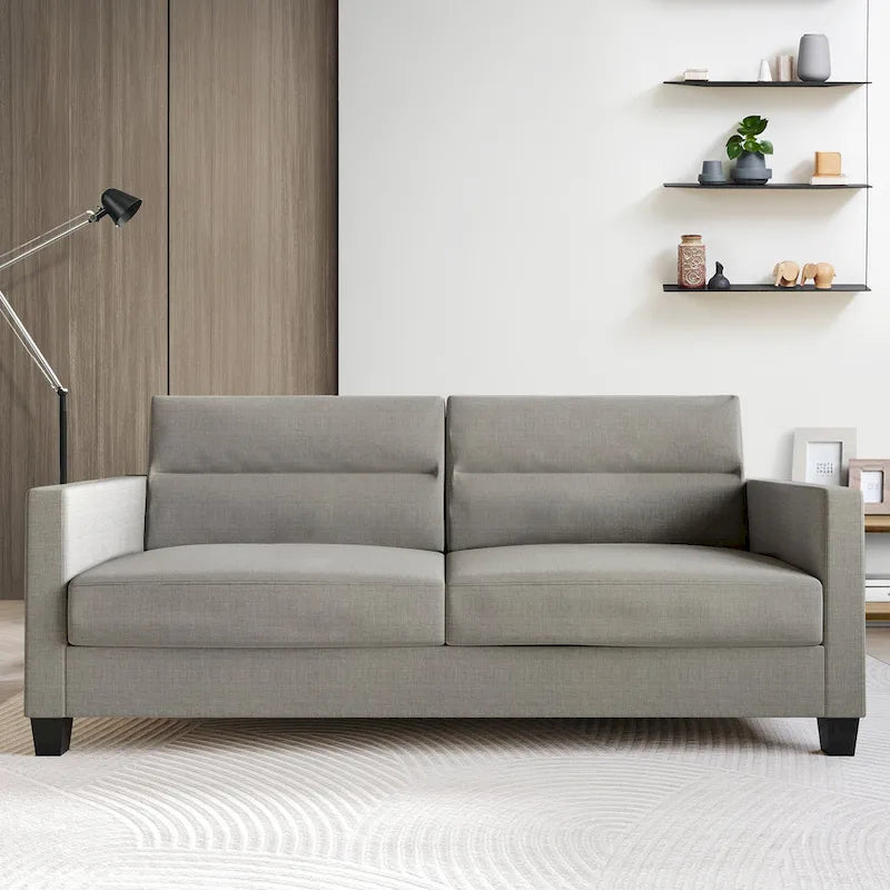 Canapé rembourré en lin au design épuré et minimaliste CraftPorch