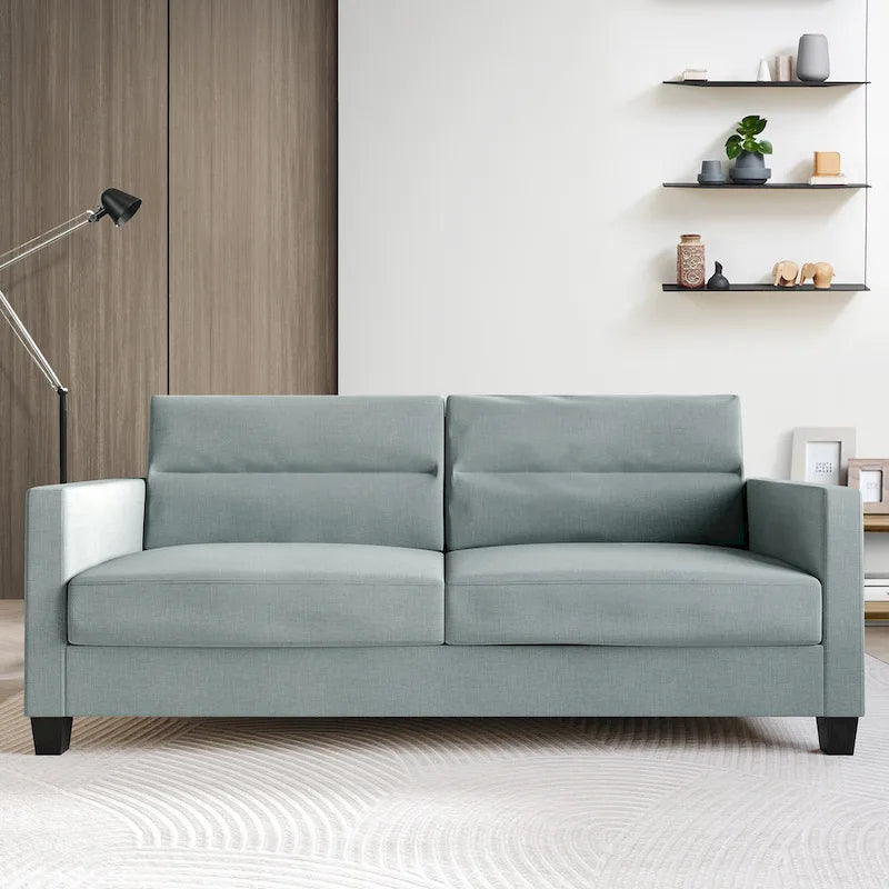 Canapé rembourré en lin au design épuré et minimaliste CraftPorch