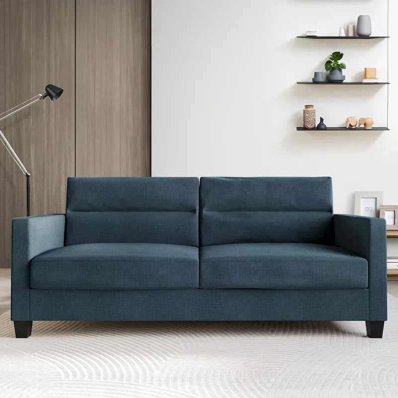 Canapé rembourré en lin au design épuré et minimaliste CraftPorch