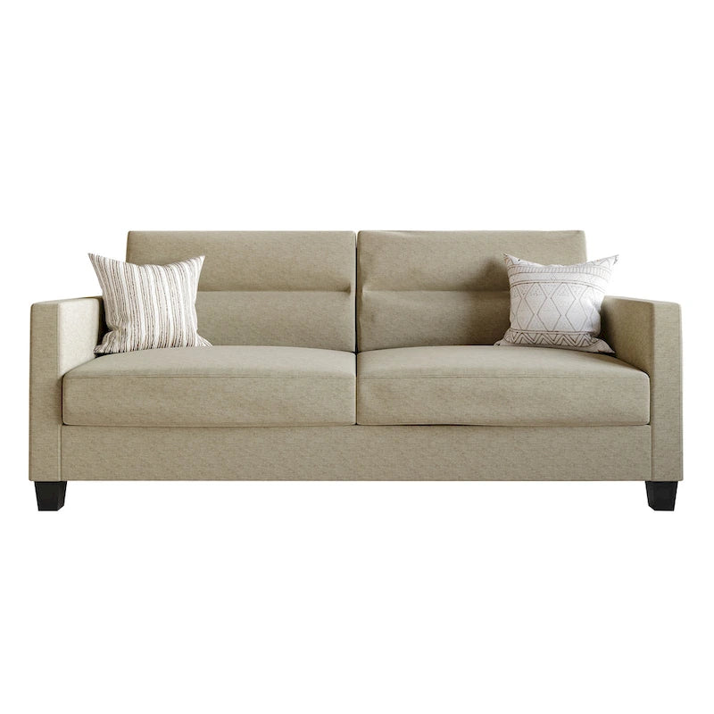 Canapé rembourré en lin au design épuré et minimaliste CraftPorch