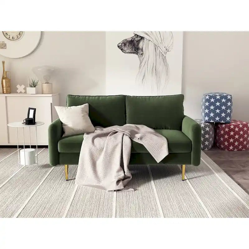 58 Velvet Square Arm Loveseat