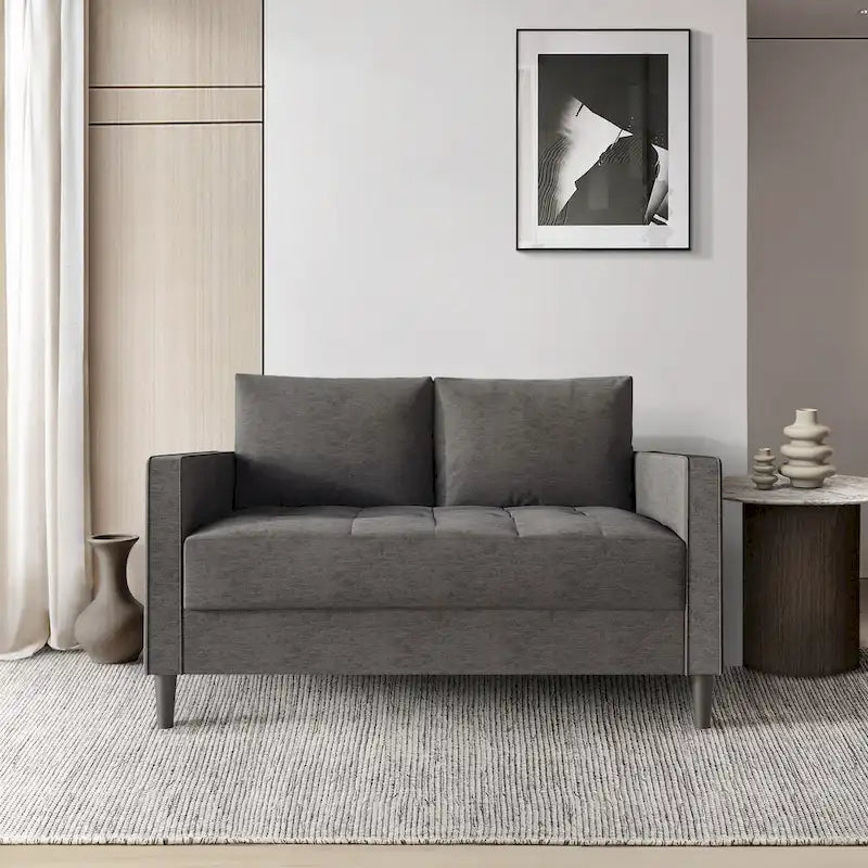 CraftPorch zeitgemäßes minimalistisches Loveseat mit Leinenbezug
