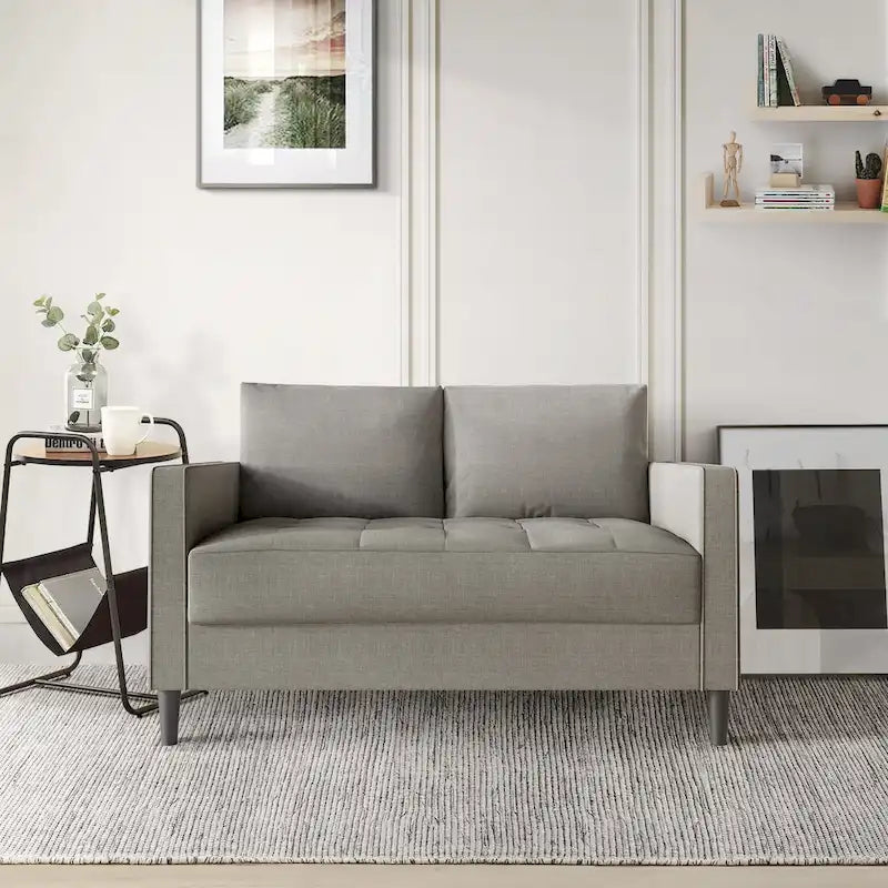 CraftPorch zeitgemäßes minimalistisches Loveseat mit Leinenbezug