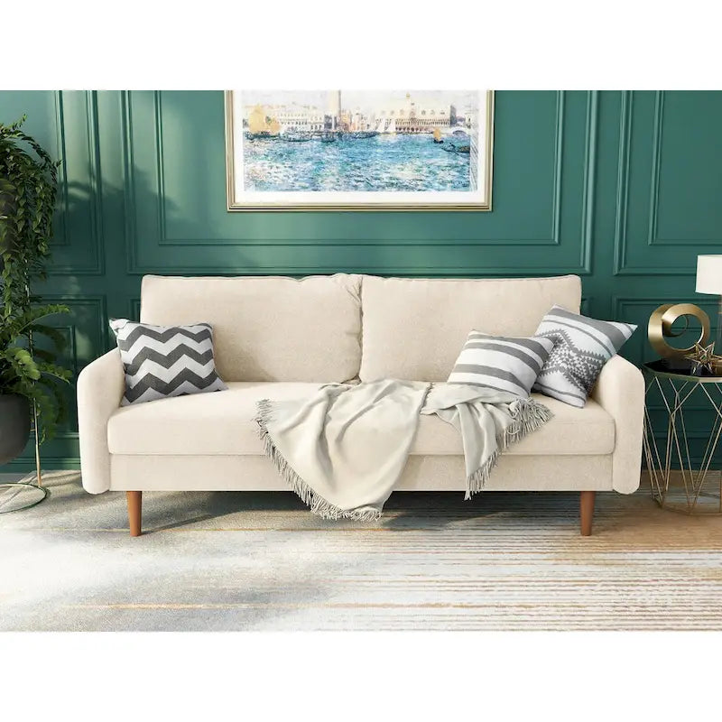 70-Zoll-Samtsofa mit quadratischen Armlehnen