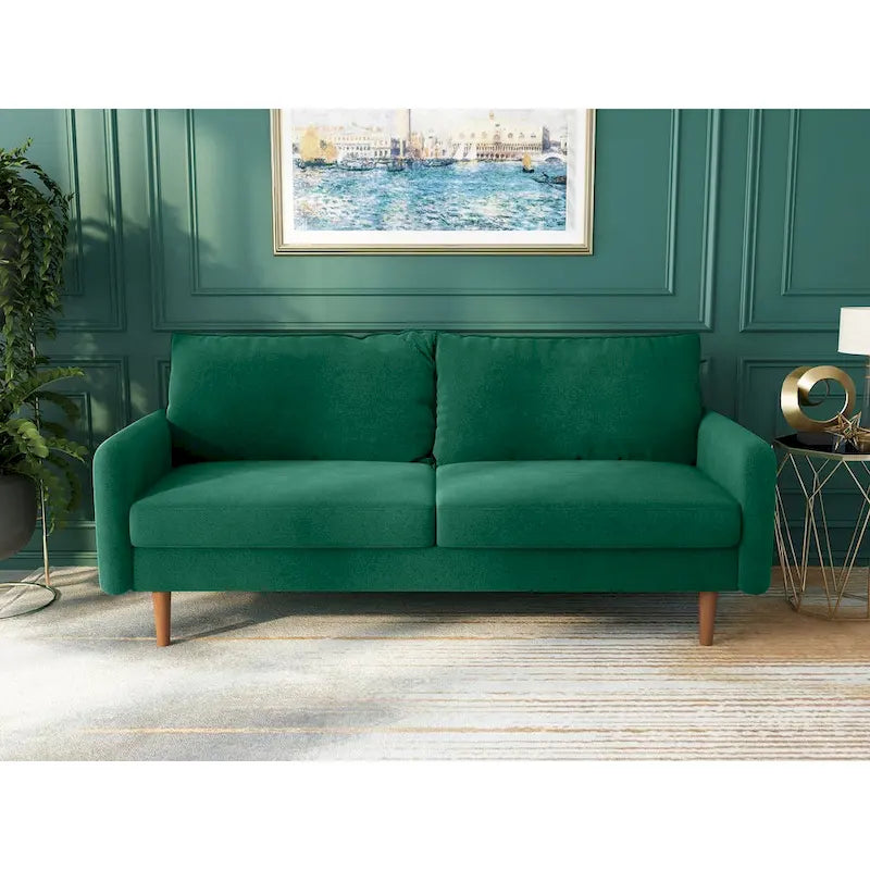 70-Zoll-Samtsofa mit quadratischen Armlehnen