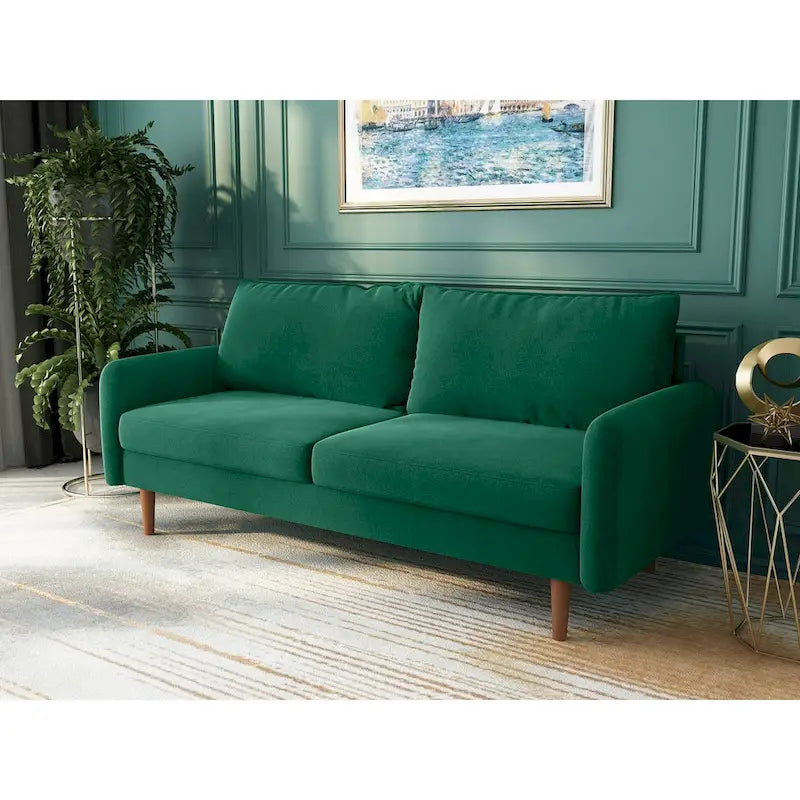70-Zoll-Samtsofa mit quadratischen Armlehnen