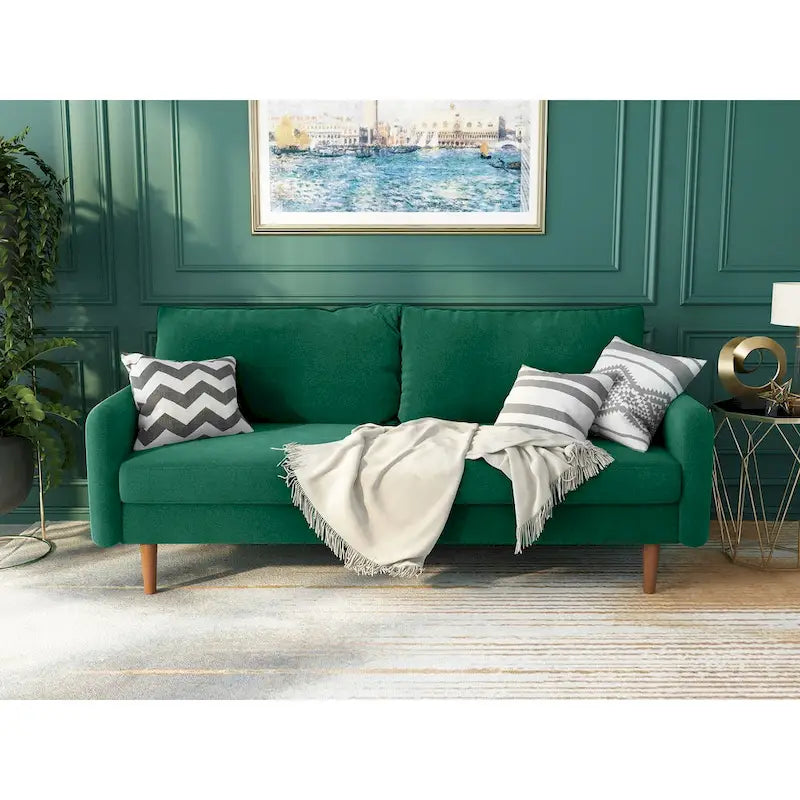 70-Zoll-Samtsofa mit quadratischen Armlehnen