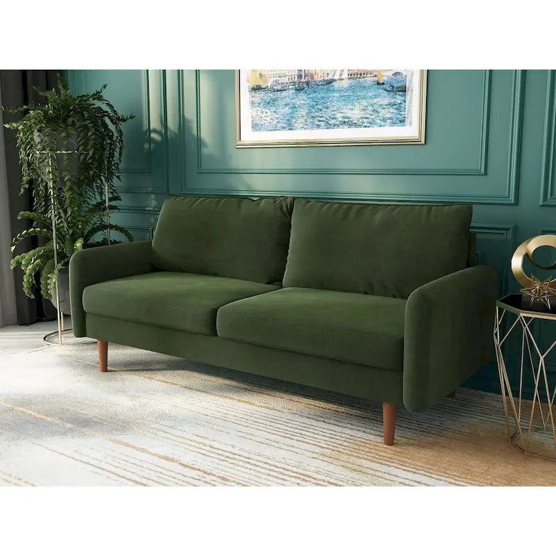 70-Zoll-Samtsofa mit quadratischen Armlehnen