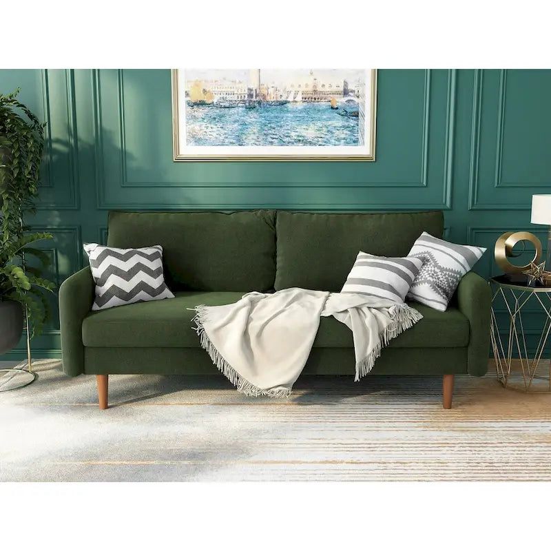 70-Zoll-Samtsofa mit quadratischen Armlehnen