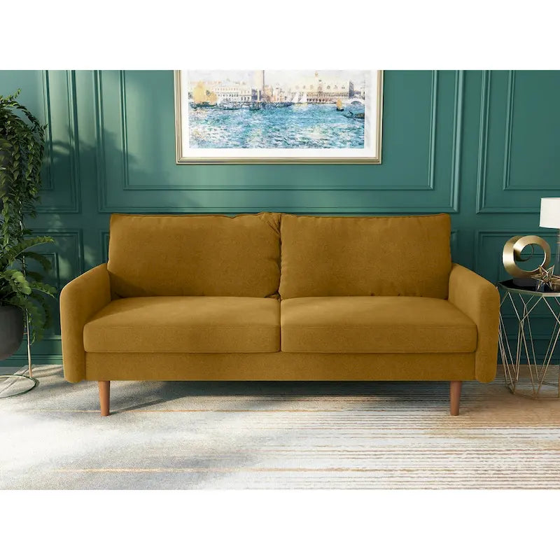 70-Zoll-Samtsofa mit quadratischen Armlehnen