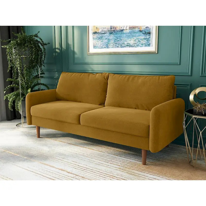70-Zoll-Samtsofa mit quadratischen Armlehnen