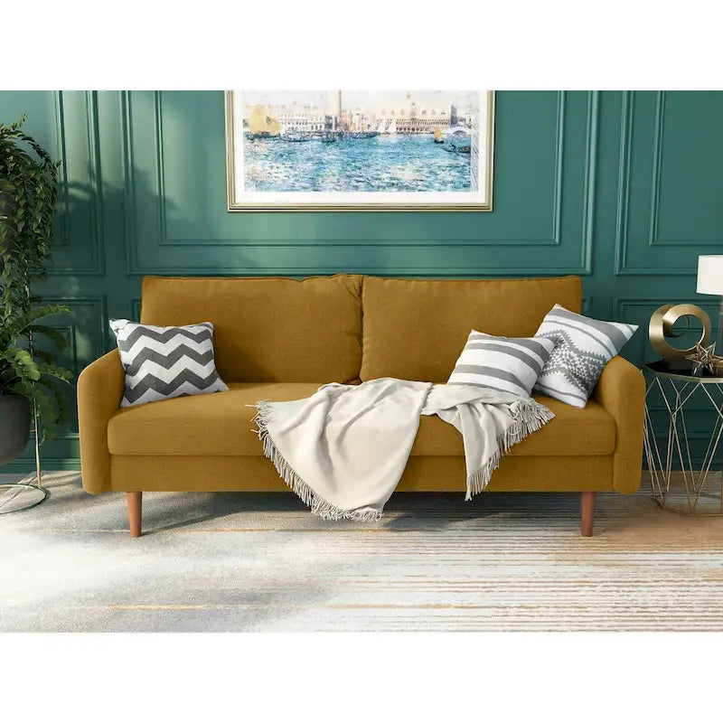 70-Zoll-Samtsofa mit quadratischen Armlehnen
