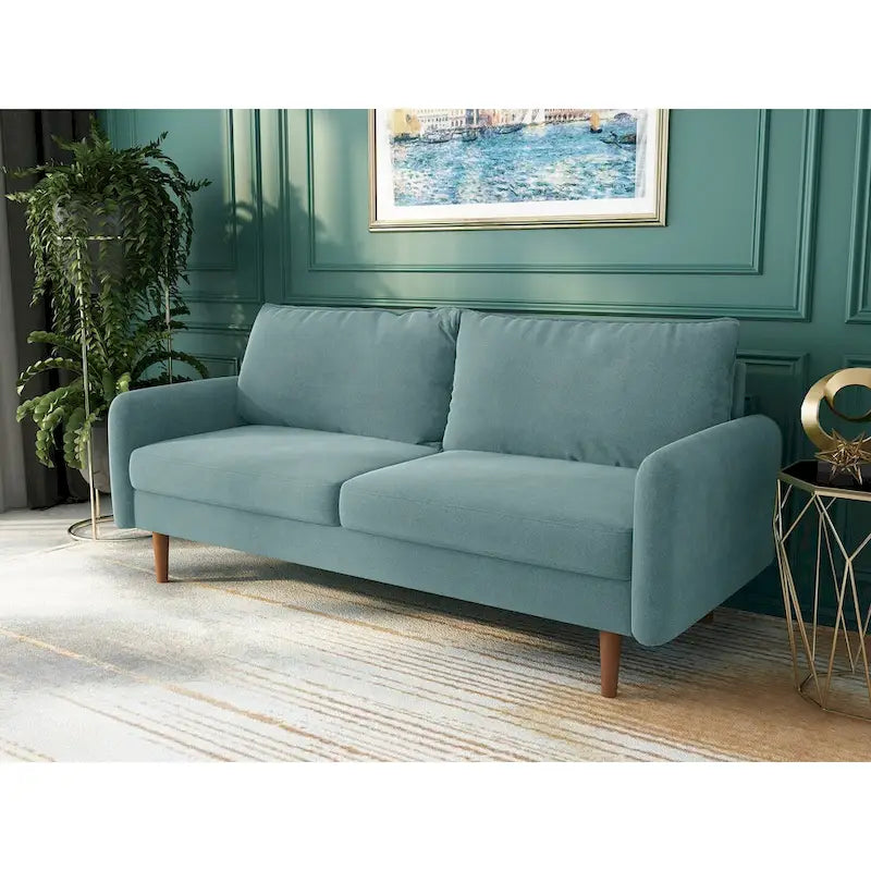 70-Zoll-Samtsofa mit quadratischen Armlehnen