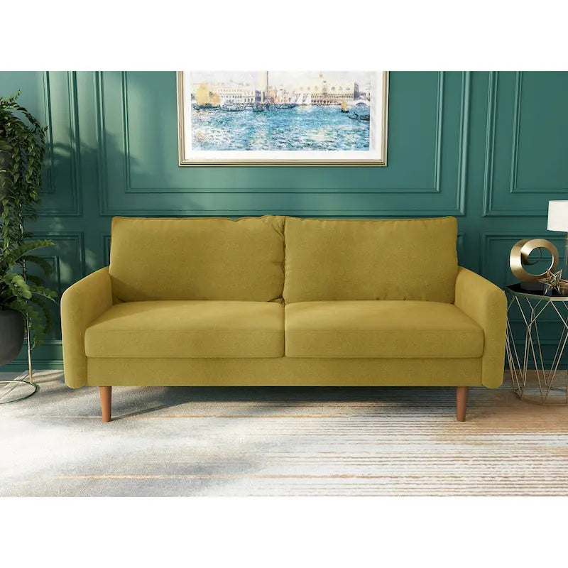 70-Zoll-Samtsofa mit quadratischen Armlehnen