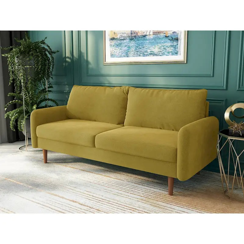 70-Zoll-Samtsofa mit quadratischen Armlehnen