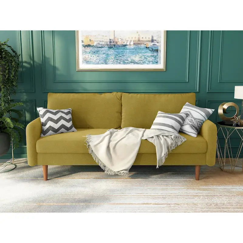 70-Zoll-Samtsofa mit quadratischen Armlehnen